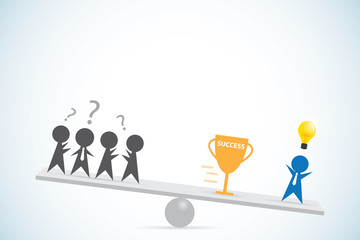 businessman with idea vs businessmen without idea, idea and business concept