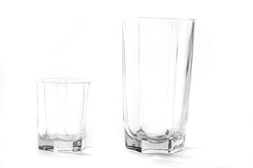 two water glass, isolated on white, close up