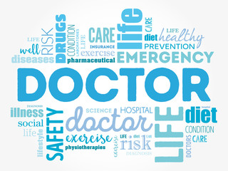 Doctor word cloud collage, healthcare concept background