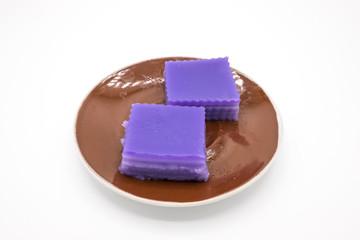 Layer Sweet Cake ,Kanom Chan Thai style  white background.