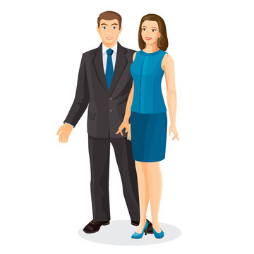 Elegant couple husband and wife vector illustration isolated on white.