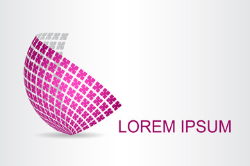 Logo stylized spherical surface with abstract shapes