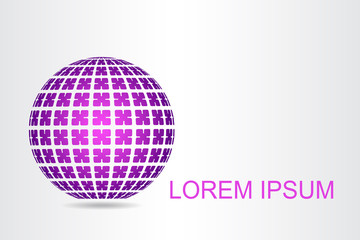 Logo stylized spherical surface with abstract shapes