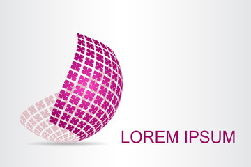Logo stylized spherical surface with abstract shapes