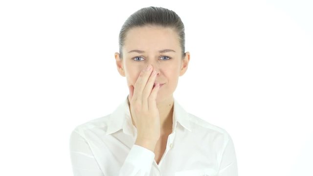 Woman in Shock, White Background