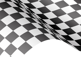Obraz premium Checkered flag flying on white background vector illustration.