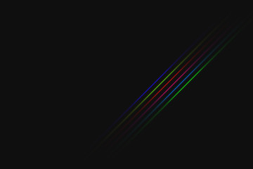 Black abstract background with blue, red, pink, green and yellow neon lines, vector illustration