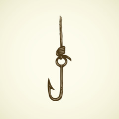Fishing hook. Vector drawing
