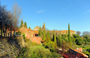 Naklejka premium Panoramic view of the Cartuja in Cazalla de la Sierra, Seville province, Spain