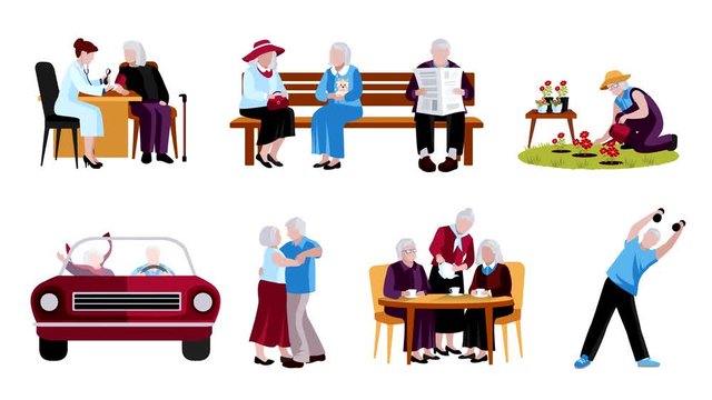 Elderly People video animation footage