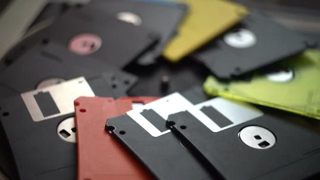 Old Computer Diskette Flopy Disks Rotating