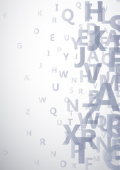 Vector abstract alphabet background with flying letters