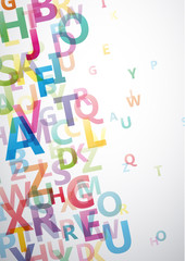 Vector abstract alphabet background with flying letters
