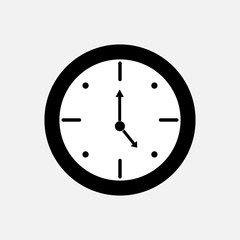 Clock, time shows, on the background. Vector