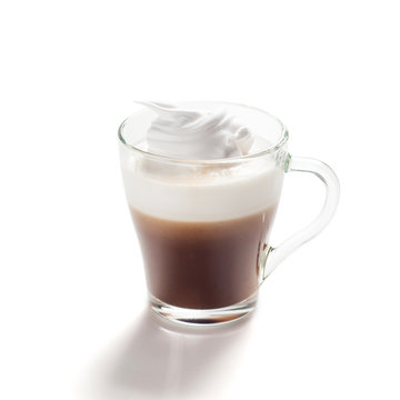 Cup of coffee with milk isolated on white