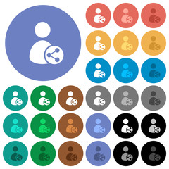 Share user data round flat multi colored icons