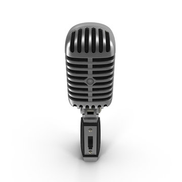 Retro microphone isolated on white. Front view. 3D illustration