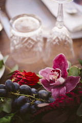 Luxury table for a wedding decorated with flowers