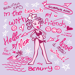 Teenage sailor girl with writing