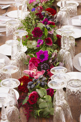 Luxury table for a wedding decorated with flowers