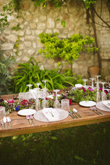 Luxury table for a wedding decorated with flowers