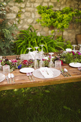 Luxury table for a wedding decorated with flowers