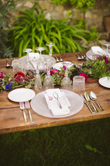 Luxury table for a wedding decorated with flowers