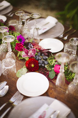 Luxury table for a wedding decorated with flowers