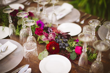Luxury table for a wedding decorated with flowers