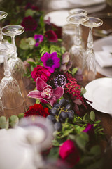 Luxury table for a wedding decorated with flowers