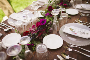 Luxury table for a wedding decorated with flowers