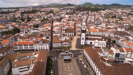 Fototapeta na wymiar Aerial view of Praca da Republica in Ponta Delgada, Azores, Portugal.