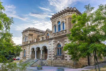 Fototapeta na wymiar View on classic style building fascade in Evpatoria town