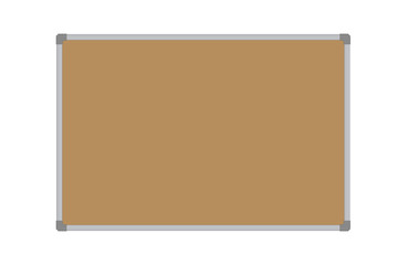 Realistic vector illustration of a blank cork whiteboard with aluminum frame, isolated on a white background