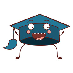 color caricature of graduation cap vector illustration