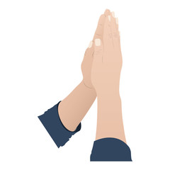 color silhouette of hands in position of pray in side view vector illustration