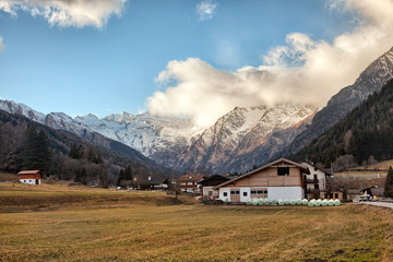 Fototapeta na wymiar Beautiful mountain scenery from Fleres valley, near Brenner Pass, Italy