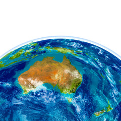 Australia on physical globe