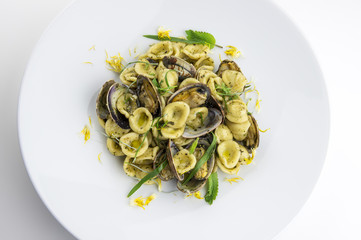 Pasta dish Apulian ears with clams