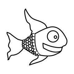 Naklejka premium monochrome silhouette of fish with long fins vector illustration