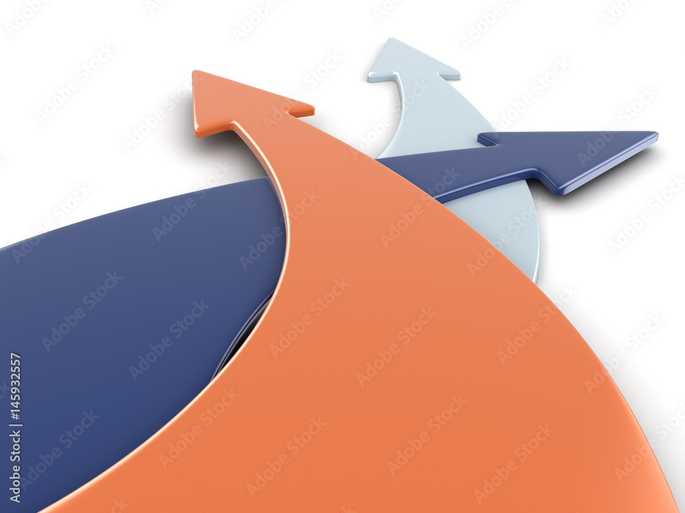 Poster 3d image of arrows in different directions. image with clipping path