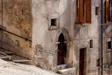 Scanno historical downtown with sunlight reflections