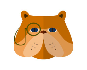 English bulldog head icon isolated on white background vector illustration. Animal pictogram, pet emblem in flat design