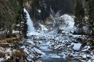 Fototapeta premium Beautiful frozen scenery at the Krimml waterfalls, Austria