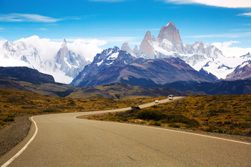 Views from highway at peaks of Andes