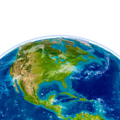 Fototapeta premium Central and North America on physical globe