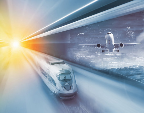 Speed of train and plane traveling