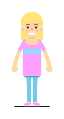 Pretty blonde girl in casual clothes isolated on white background vector illustration. People personage in flat design.
