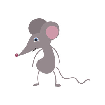 Funny mouse personage vector illustration isolated on white background. Cute wild animal, wildlife character in cartoon style.