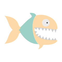 light colours silhouette of piranha with big teeths vector illustration
